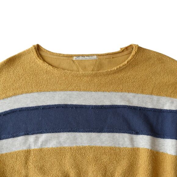Free People We The Free Brown Striped Palo Alto Pullover Cropped Sweatshirt XS - Picture 3 of 8